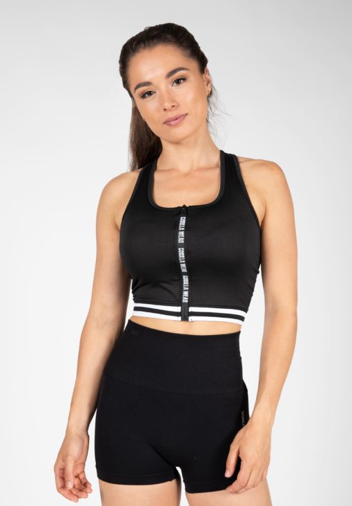 Mesa Zip Front Crop Top - Black - Imagen 3