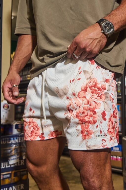 YLA 1111 - Skulls & Roses Reversible Shorts - White