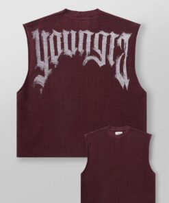 YLA 3012 Drop Shoulder Knit Cut Off - Burgundy