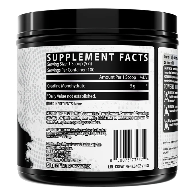 Nutrex Creatina Monohidratada 500g 100 Servidas - Imagen 2