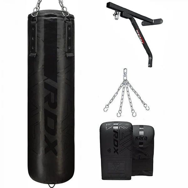 RDX Saco de boxeo F6 Kara de 4 piezas - Negro