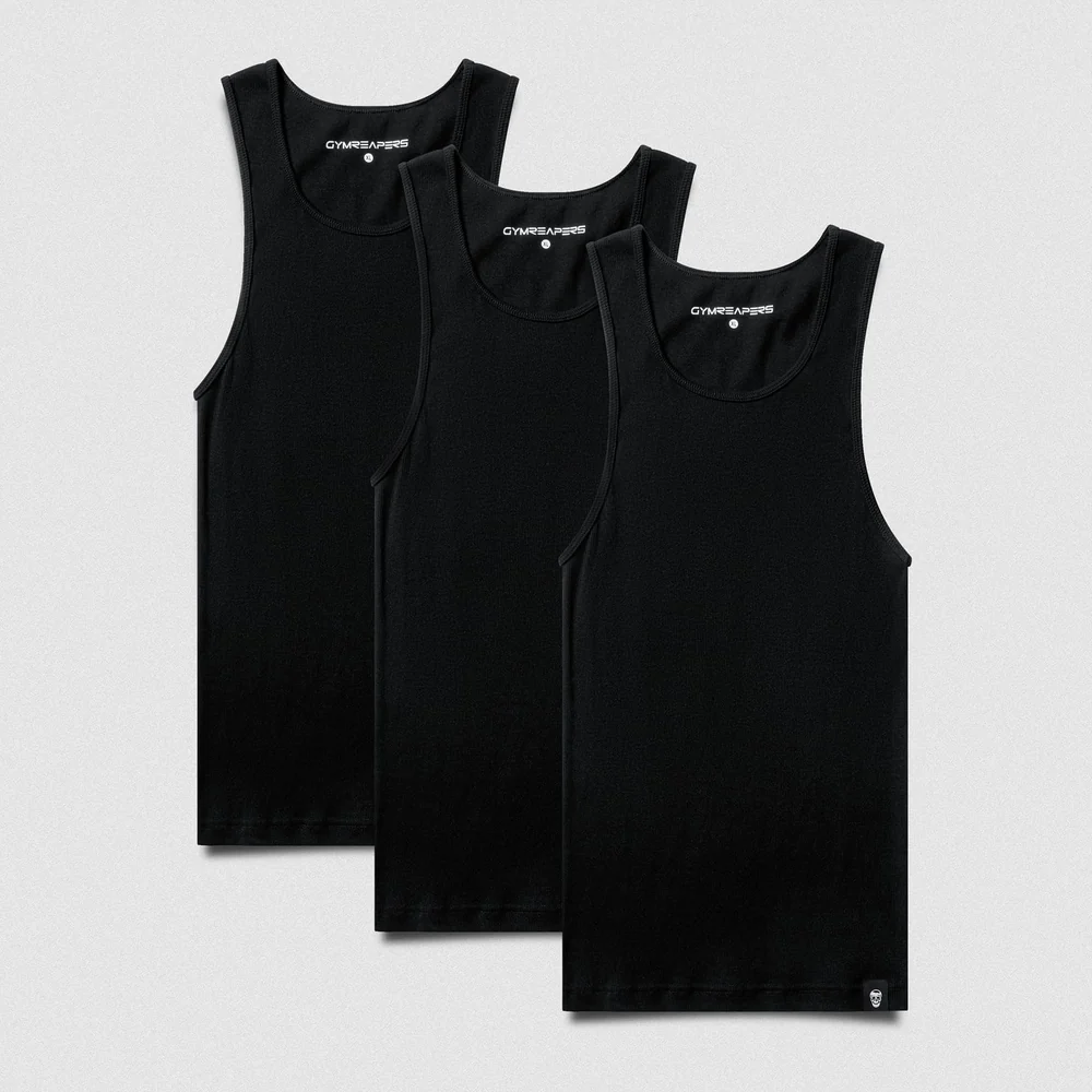 Gymreapers Ribbed Tank - 3 Pack - Black