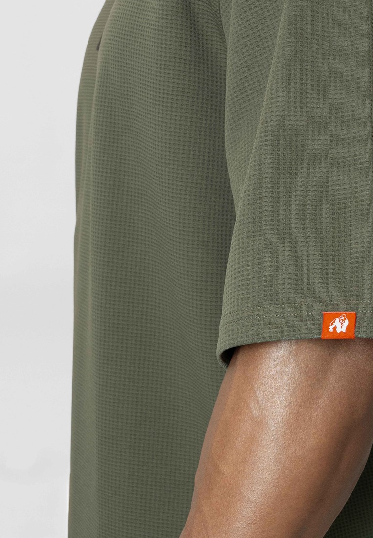 GW Idaho Oversized Waffle T-Shirt - Army Green - Imagen 2